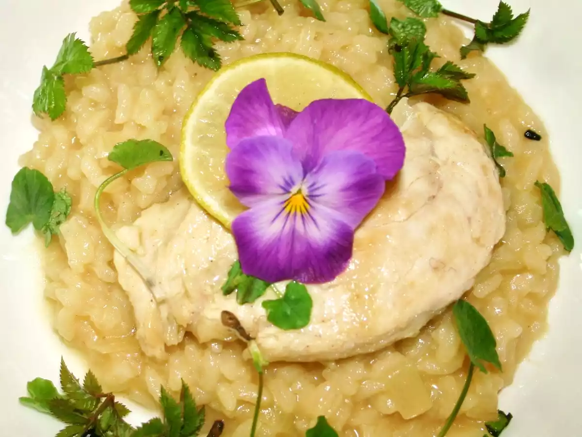 WILDKRÄUTERRISOTTO, Limettenhuhn und Giersch