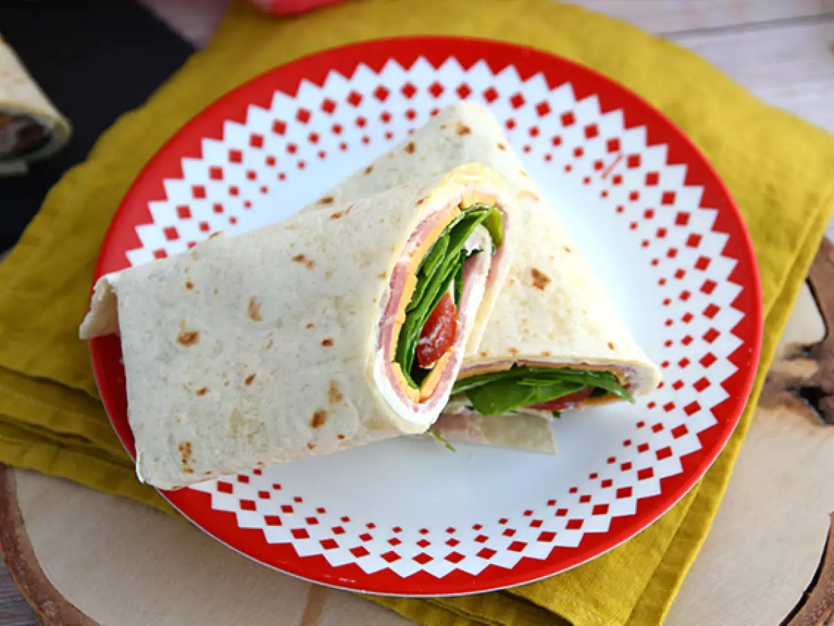 Wraps mit Schinken, Cheddar und Spinat - foto 2