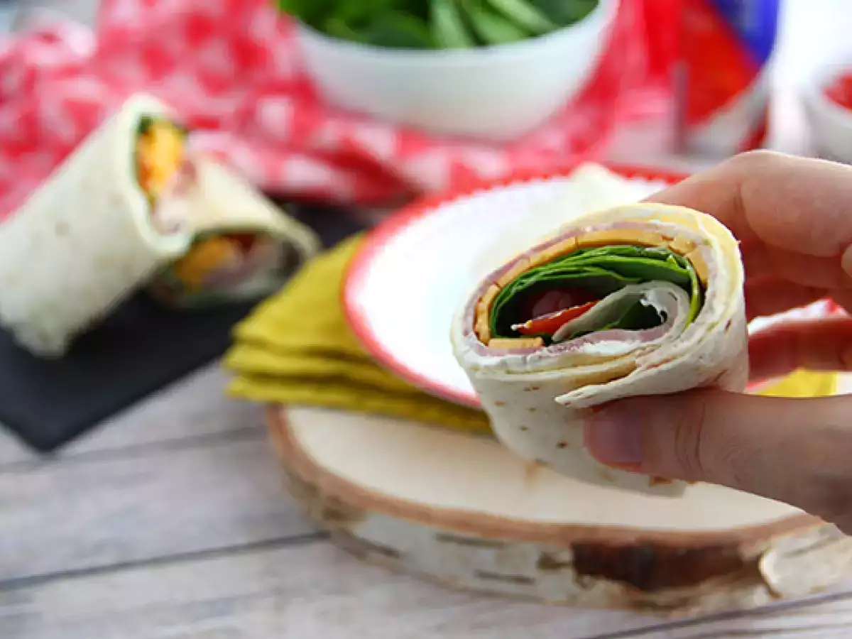 Wraps mit Schinken, Cheddar und Spinat - foto 3