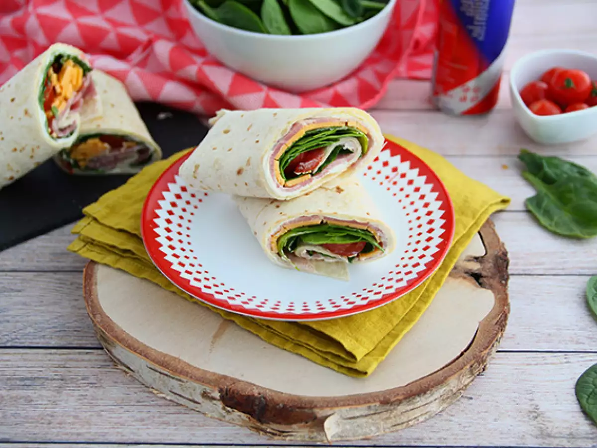 Wraps mit Schinken, Cheddar und Spinat - foto 4