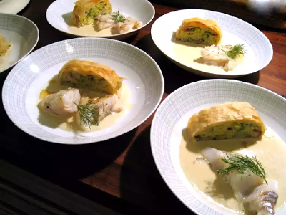 Zander mit Wirsingstrudel und Beurre blanc
