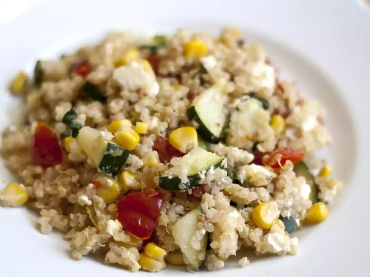 Zitronen Gemüse Quinoa Pfanne mit Fetakäse